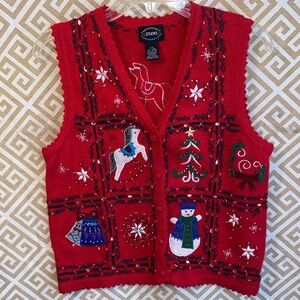 Vintage Studio Festive Red Sweater Vest